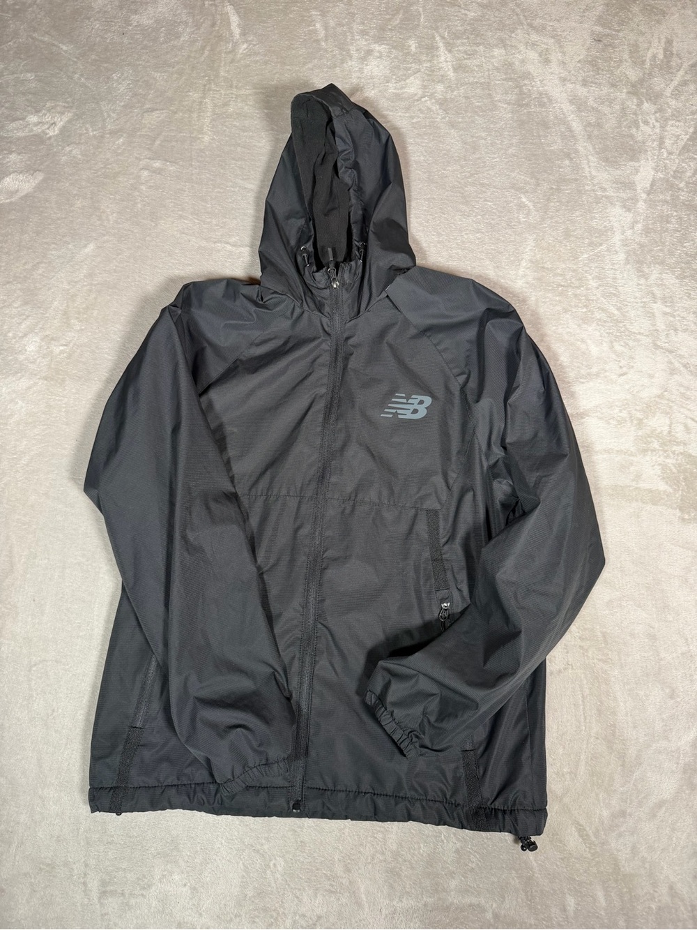 New Balance Black Hooded Windbreaker with Reflective Logo